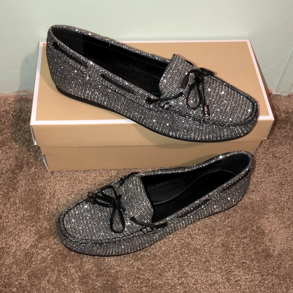 Michael Kors Sutton Shearling Lined Moccasins Glitter slip on loafers